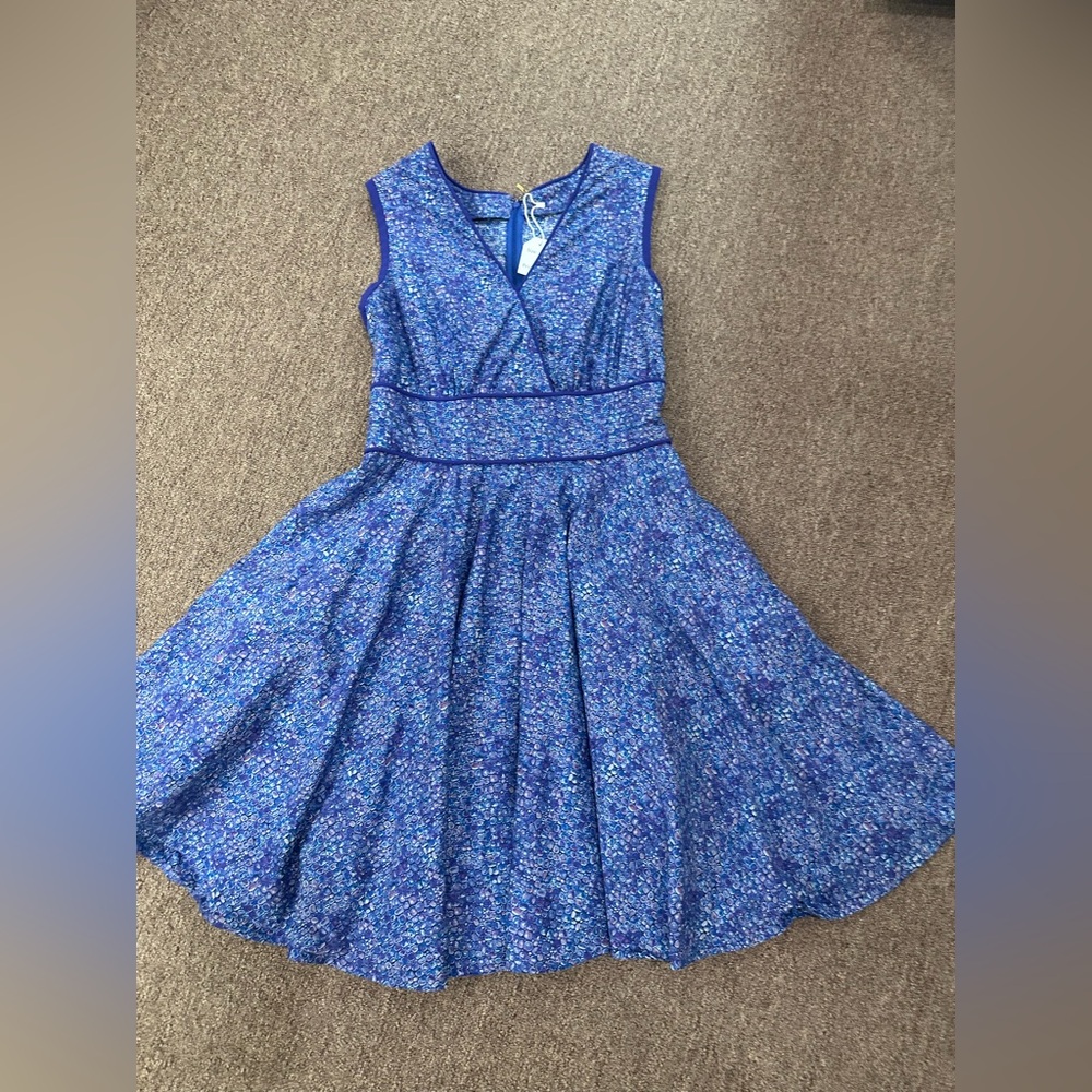 Ooak Handmade A Line sleeveless purple light cotton spring summer dress size 10.